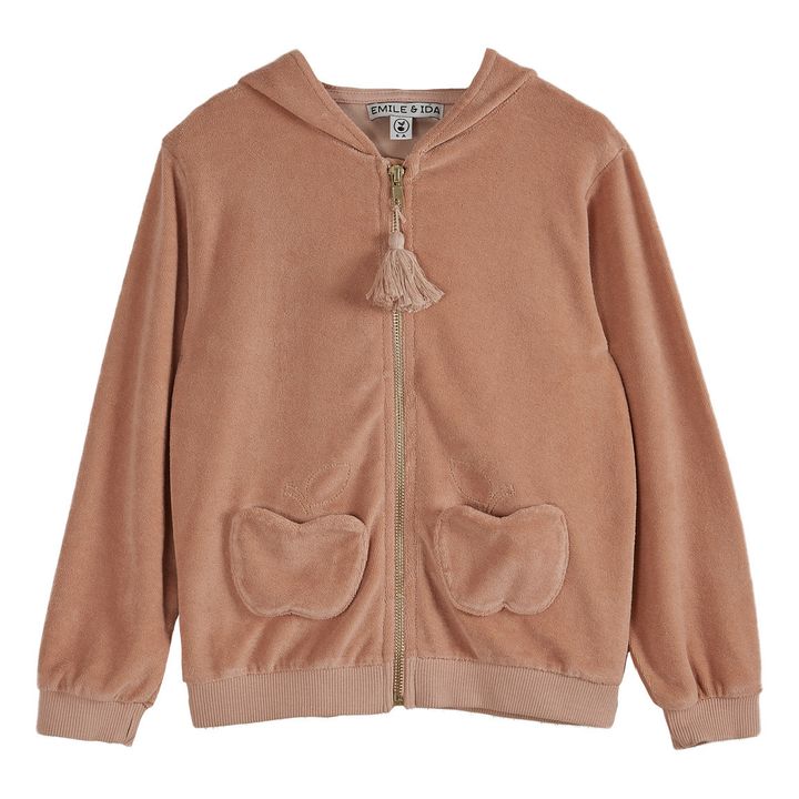 Terry Cloth ZipUp Hoodie Pale pink Emile et Ida Fashion Baby, Children