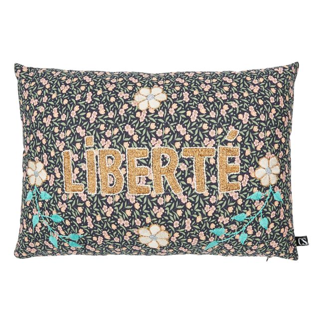 Liberté Embroidered Cushion - CSAO x Smallable | Black