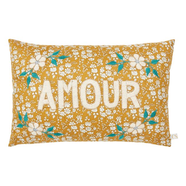 Amour Embroidered Cushion - CSAO x Smallable | Mustard