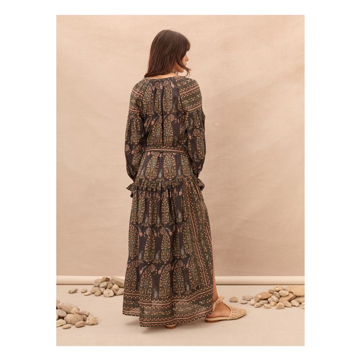 Soleado Organic Cotton Maxi Dress | Nero- Immagine del prodotto n°6