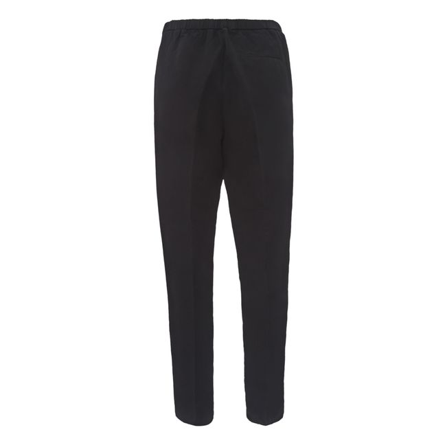 Loose Elasticated Linen Blend Trousers Nero
