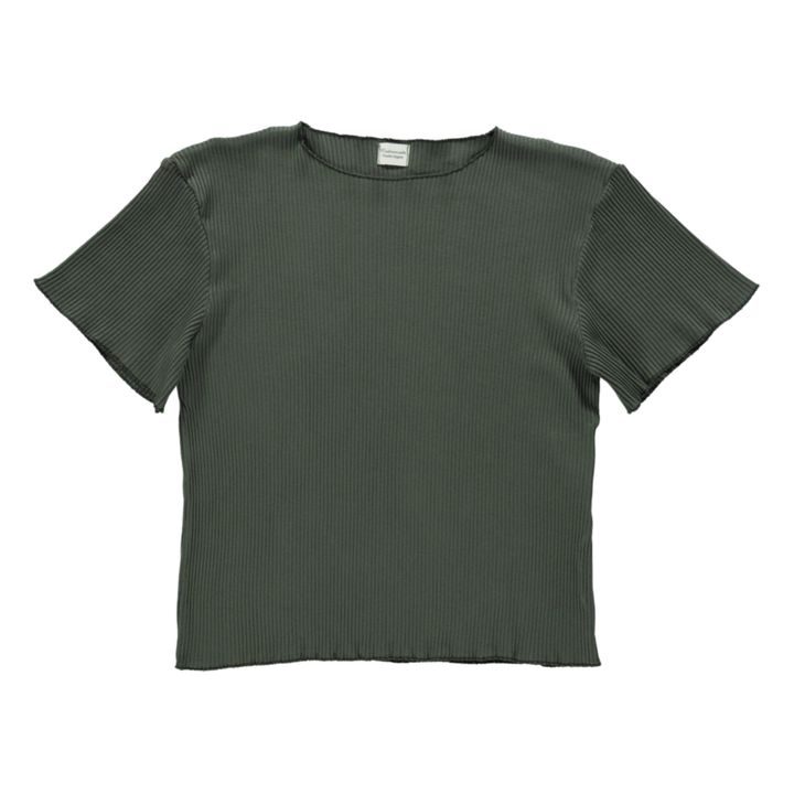 Camiseta Acanalada de algodón orgánico Bouleau | Verde Oscuro- Imagen del producto n°0