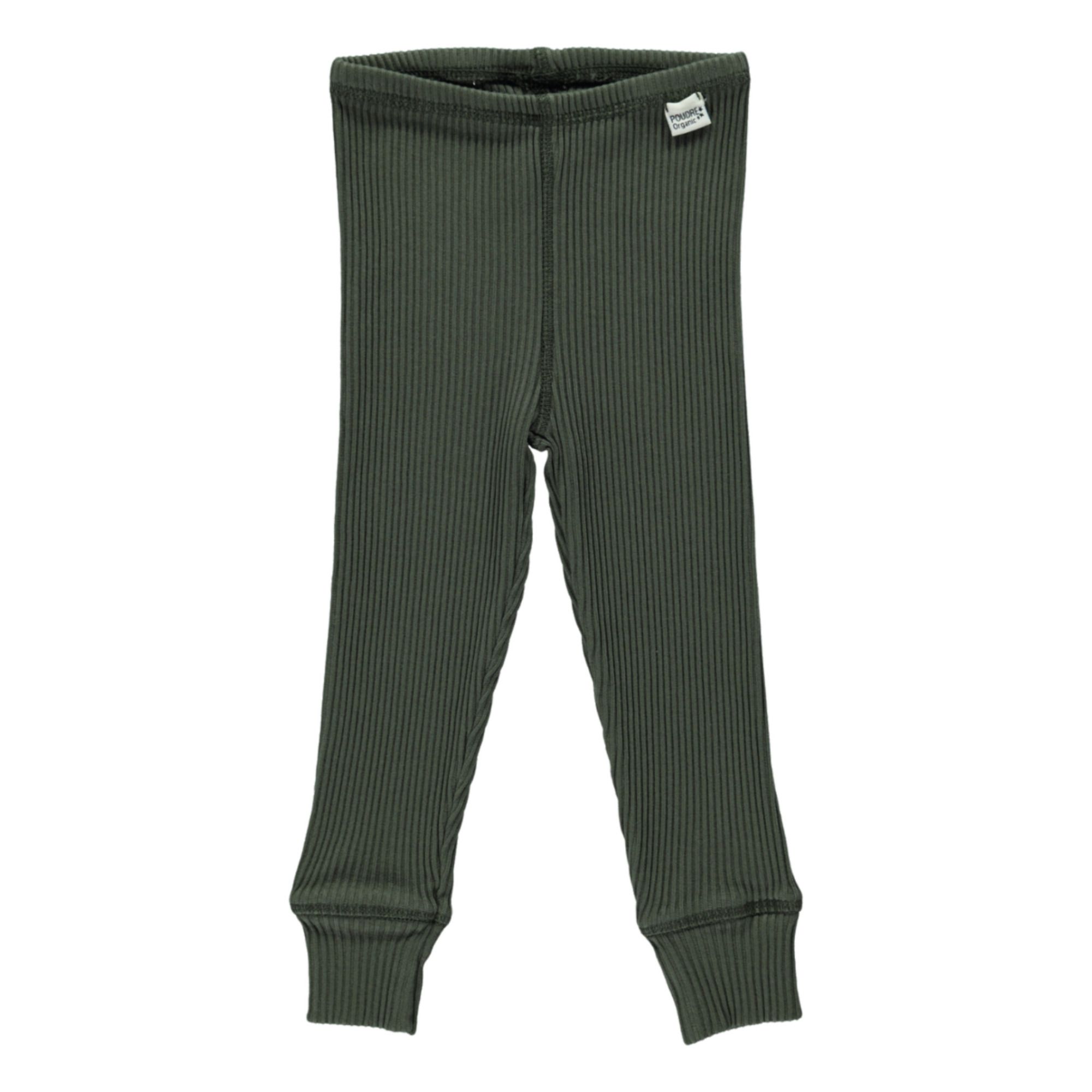Legging Acanalado de algodón orgánico Basilic Verde Oscuro- Imagen del producto n°0