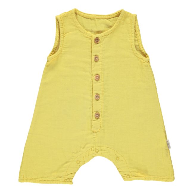 Pepper Double Organic Cotton Muslin Playsuit | Yellow