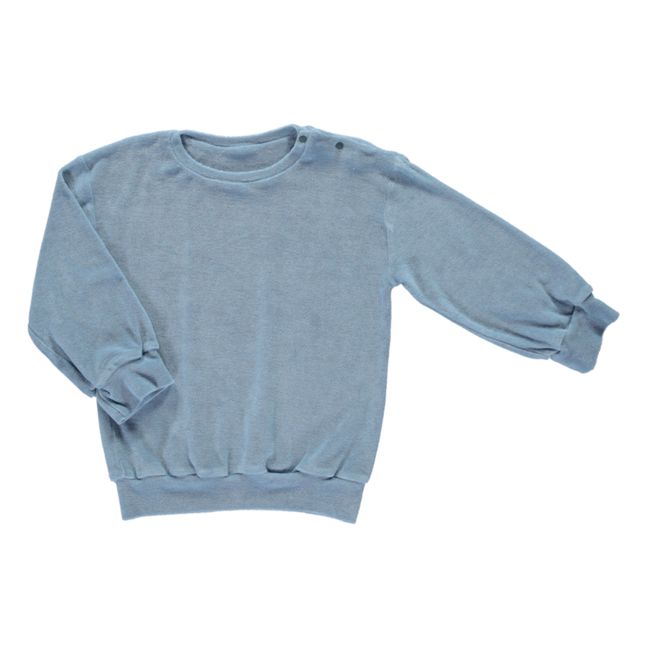 Organic Cotton Terry Cloth Sweatshirt Blu