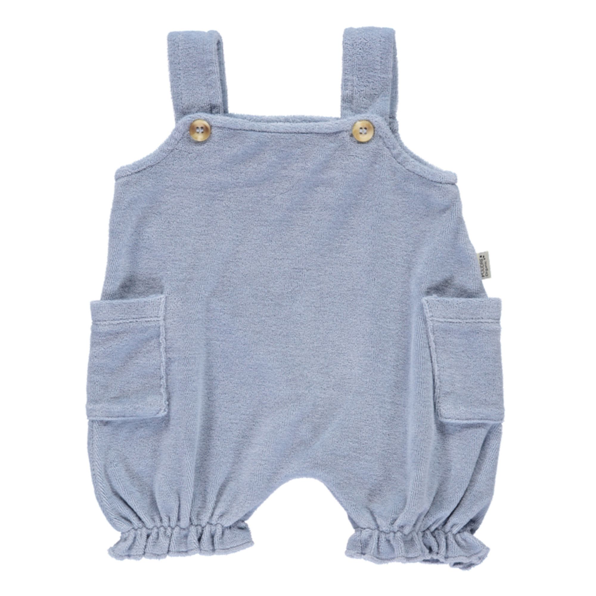 Cactus Organic Cotton Terry Cloth Playsuit Blue- Product image n°0