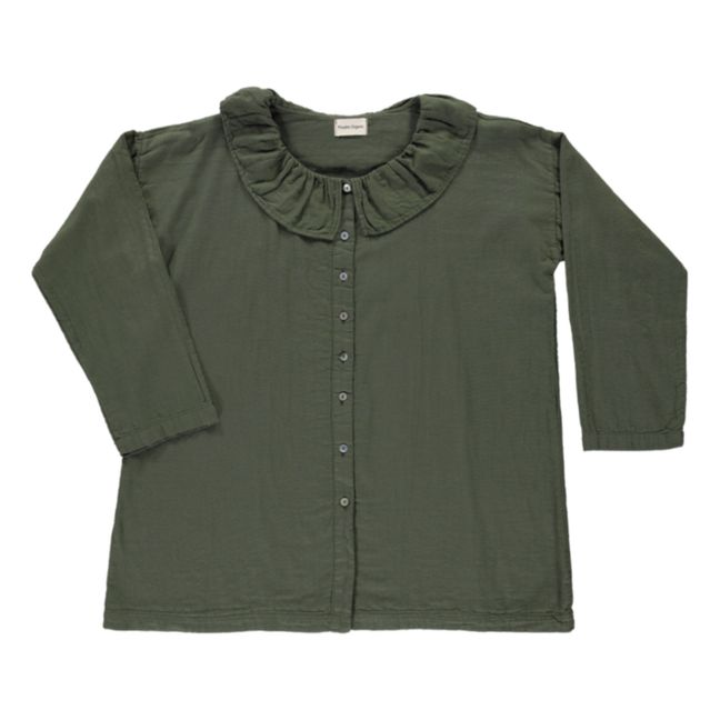 Blusa doble gasa de algodón orgánico Aronie | Verde Oscuro