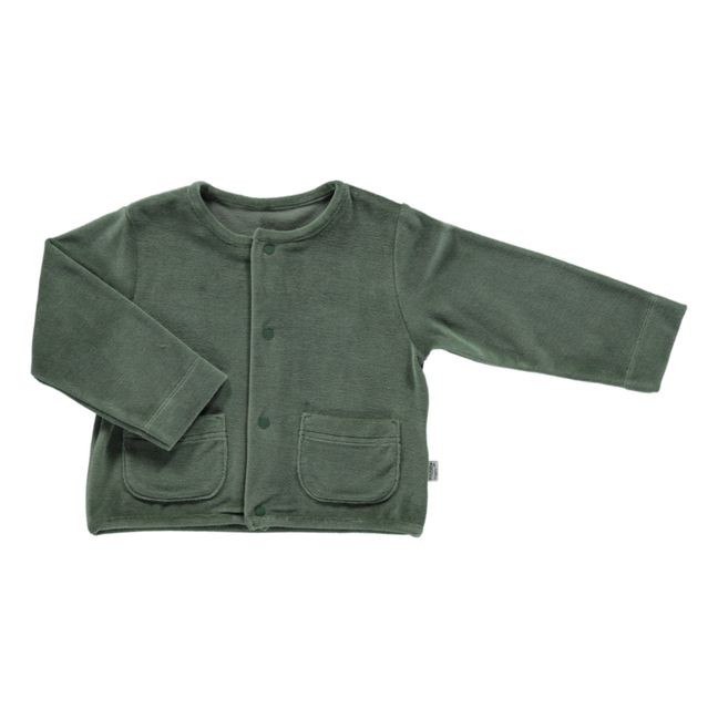 Manioc Organic Cotton Velour Jacket | Dark green
