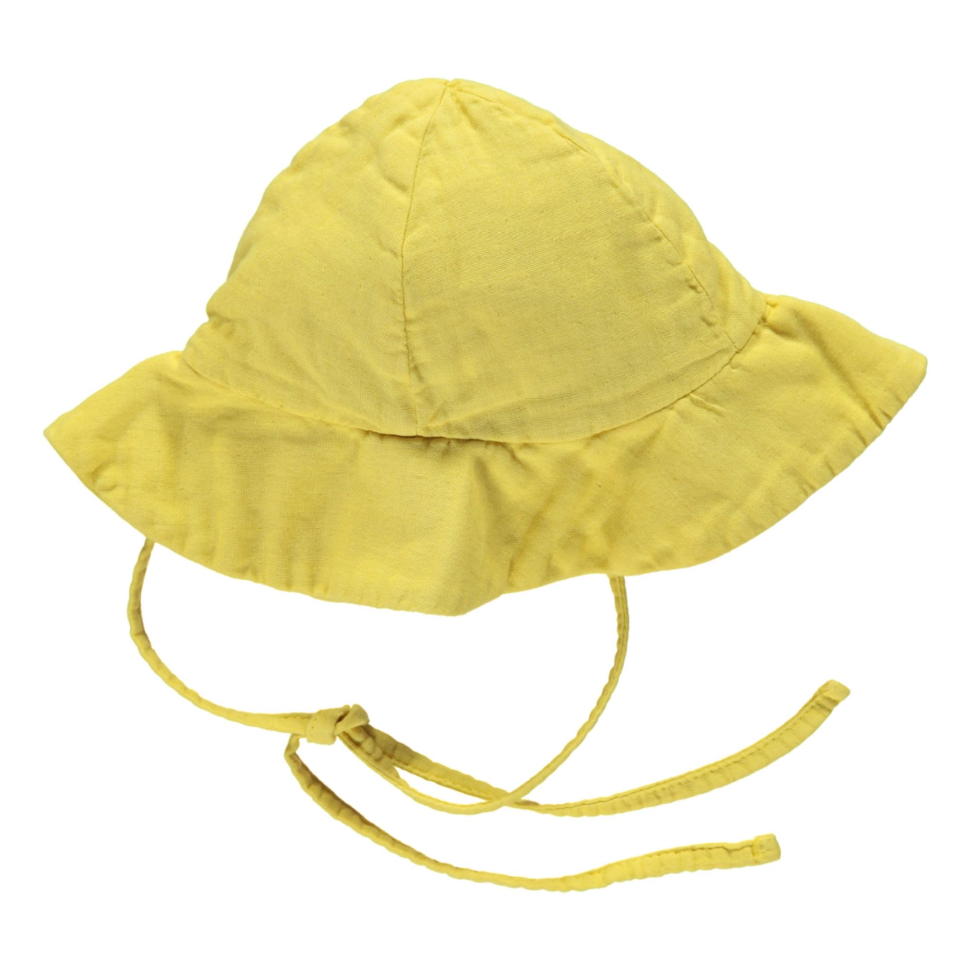 Peony Double Cotton Muslin Hat Yellow- Product image n°0