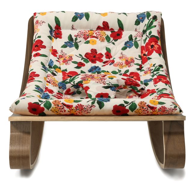 Babywippe Levo aus Nussbaum- Hibiskus by Le petit Lucas du Tertre