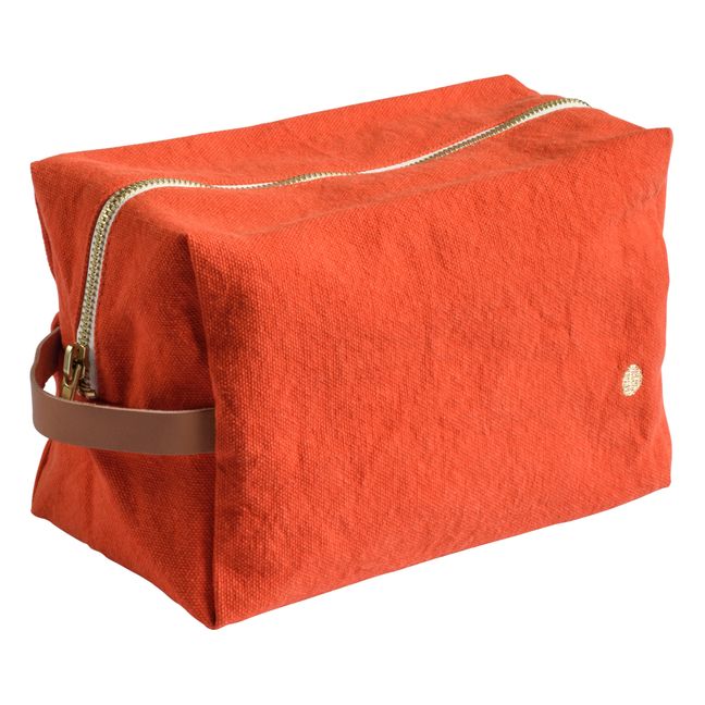 Trousse cube Iona en coton bio | Rouge vermillon