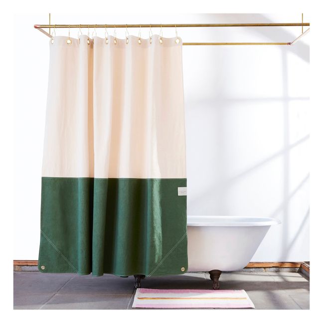 The Orient Organic Cotton Shower Curtain Dark green