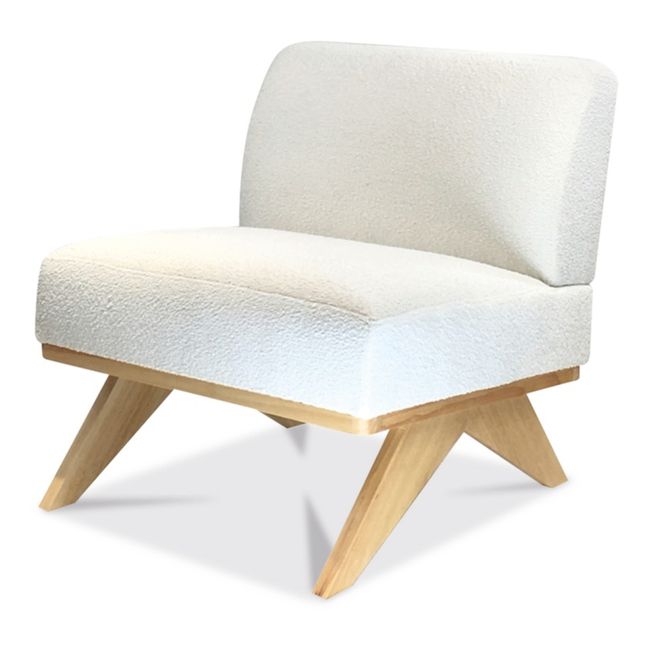 Singulier Bouclé Lounge Chair White