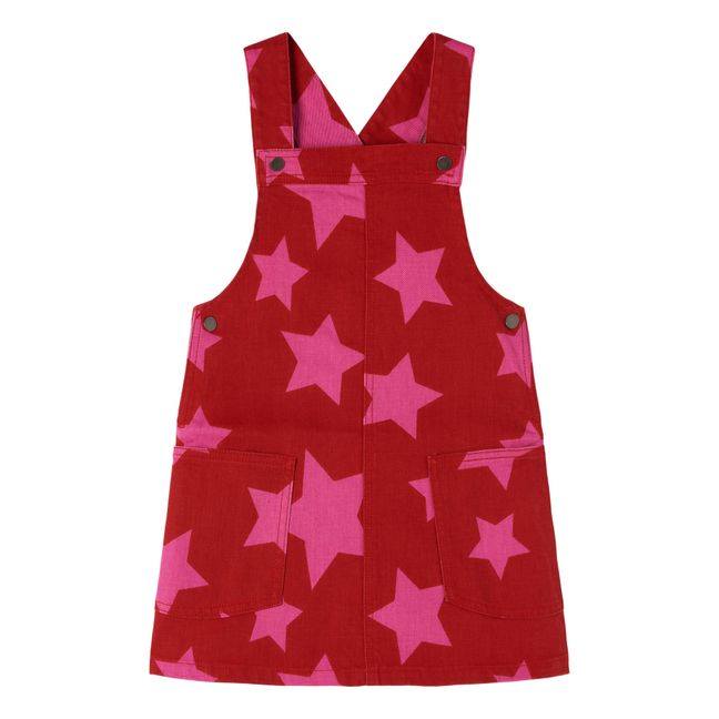 Vestido Estrellas Denim de algodón orgánico Rojo