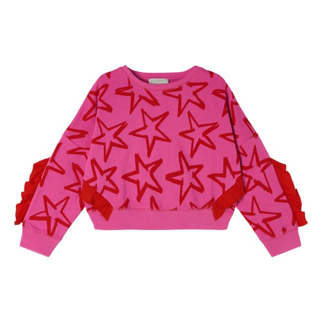Organic Cotton Fringed Star Sweatshirt Pink