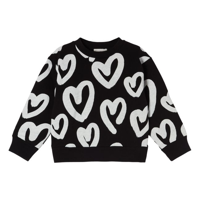 Organic Cotton Oversize Heart Sweatshirt Black
