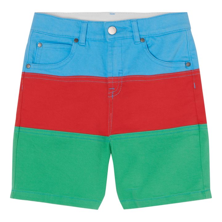 Organic Cotton Multicoloured Denim Shorts Green- Product image n°0