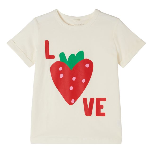 T-shirt Love Fraise Coton Bio Blanc