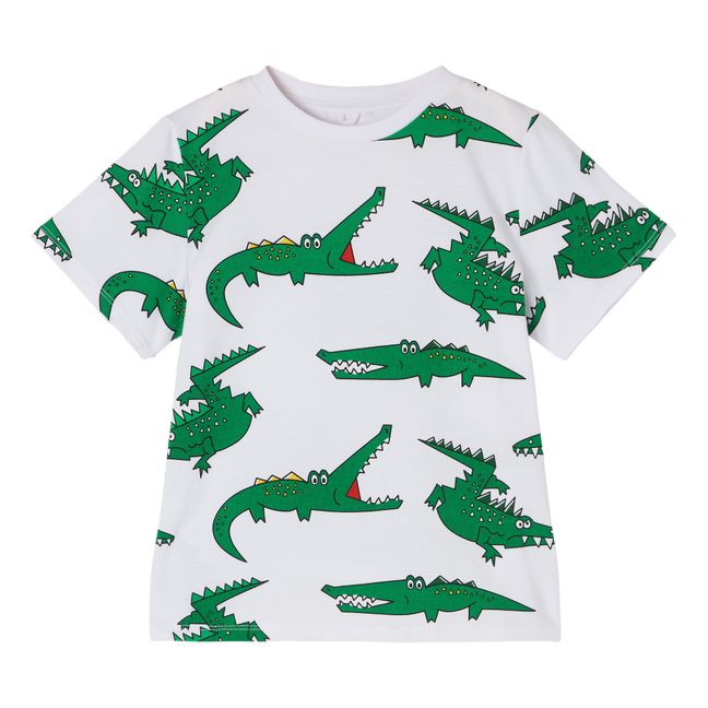 T-shirt Crocodiles Coton Bio Blanc