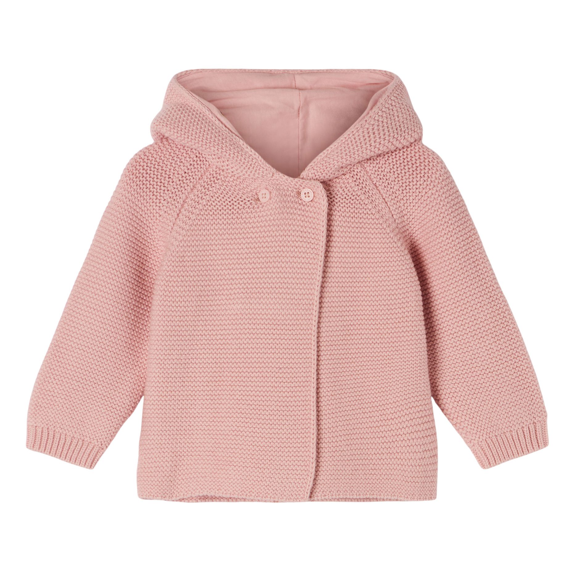 Organic Cotton Hooded Cardigan Pink- Product image n°0