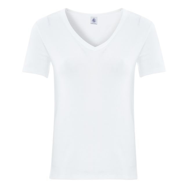 Camiseta Cuello V Iconique algodón orgánico - Colección Mujer  | Blanco