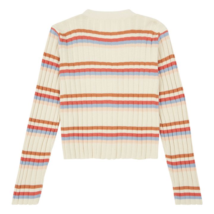 Aymara - Organic Cotton Striped Cardigan - Ecru | Smallable