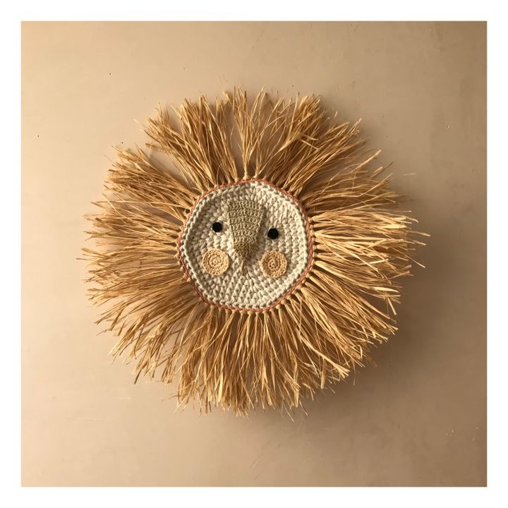 Raffia Hanging Lion | Coral- Product image n°1