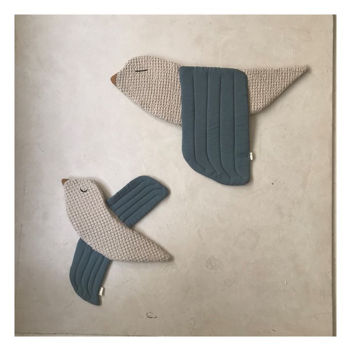 Uccello decorativo, in lino | Blu- Immagine del prodotto n°1