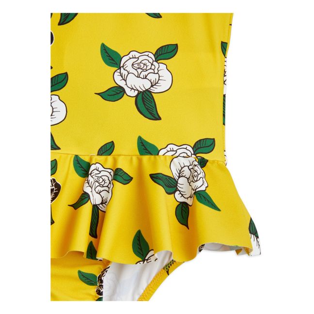 Recycled Polyamide Rose Frill Swimsuit Yellow
