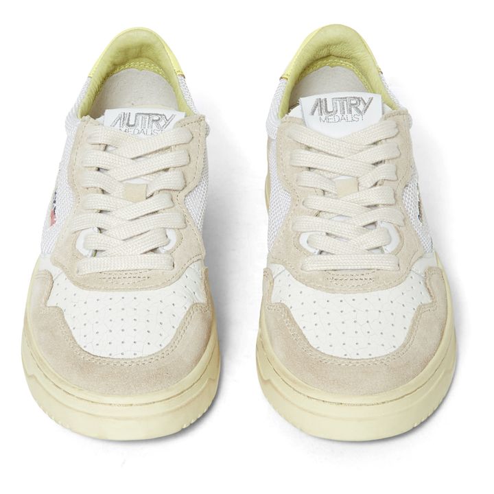 Autry - Medalist Low-Top Cracked Leather/Suede Tag Sneakers - Yellow ...