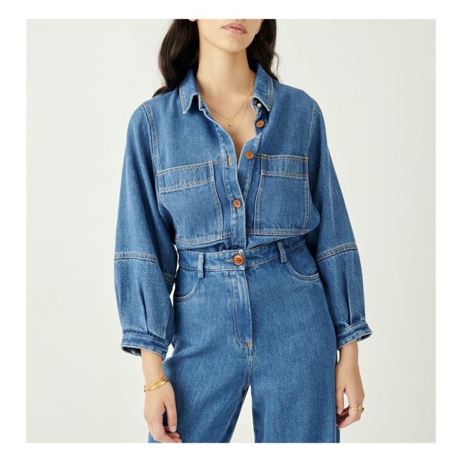 Camicia-giacca Leone in Denim soffice | Blu