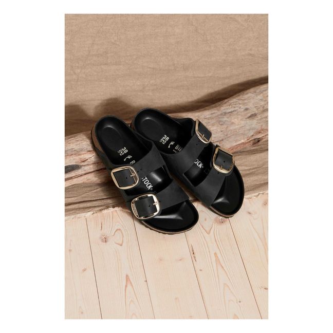 Arizona Big Buckle Oiled Leather Sandals - Adult Collection - Nero