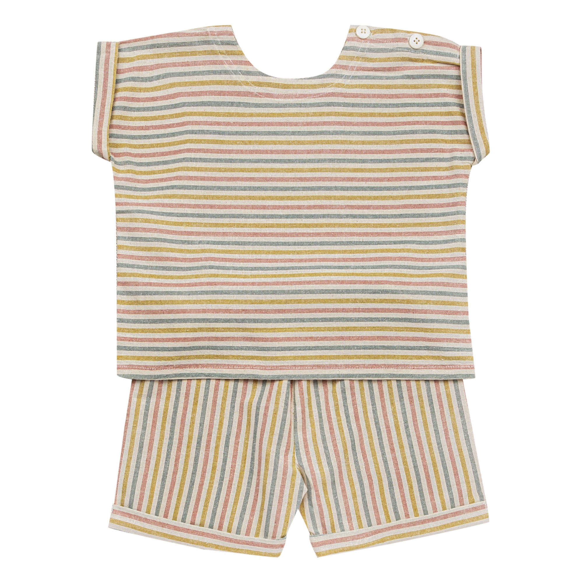 Max Striped T-shirt and Shorts Ecru 