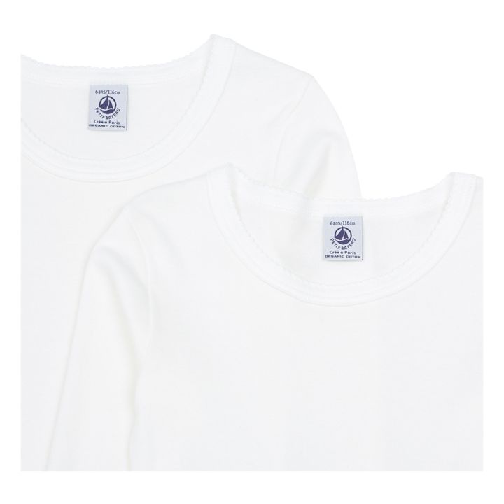 Long Sleeve Organic Cotton T-shirts - Set of 2  | White- Product image n°1