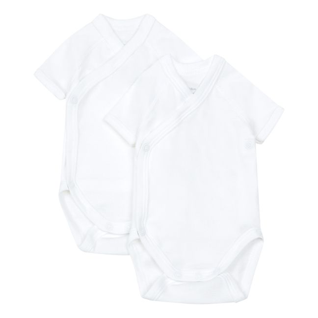 Plain Organic Cotton Baby Bodysuits - Set of 2  White