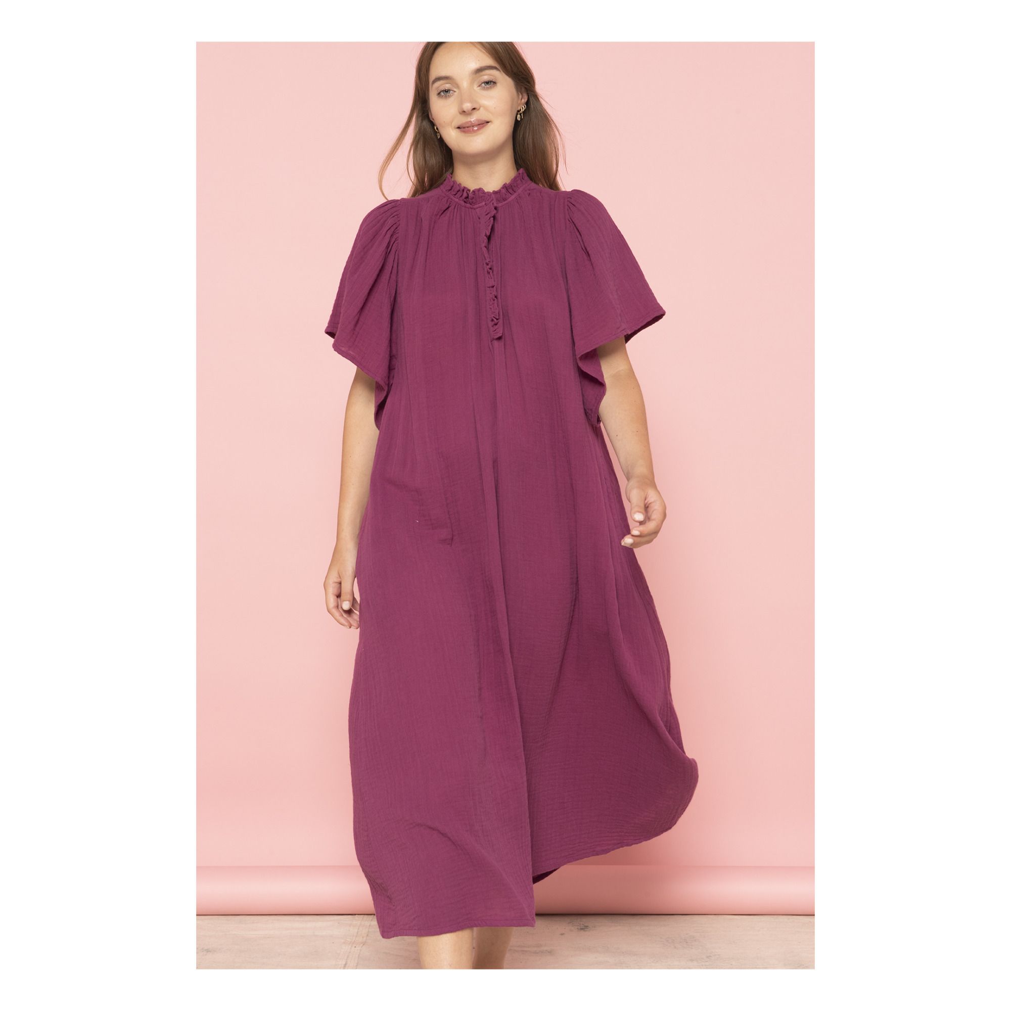 Valence Cotton Muslin Dress Plum BELLEPIECE Fashion Adult - Smallable