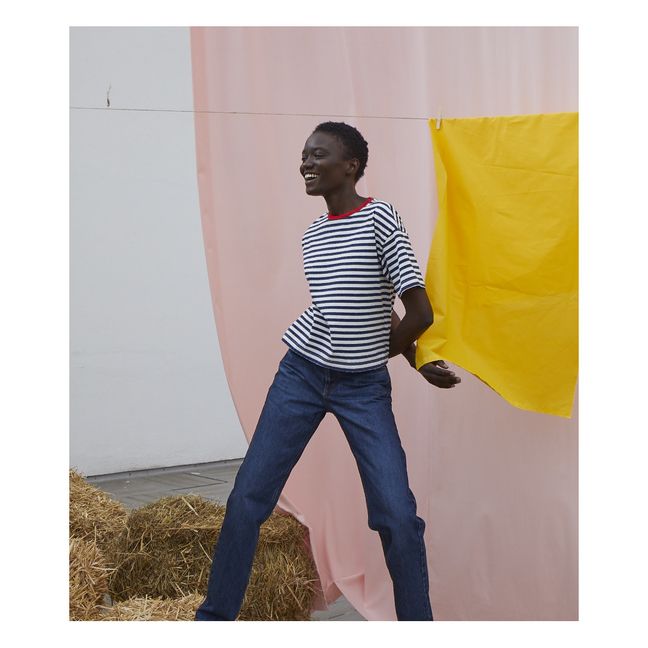 Boxy Striped T-shirt - Women’s Collection - Blu marino