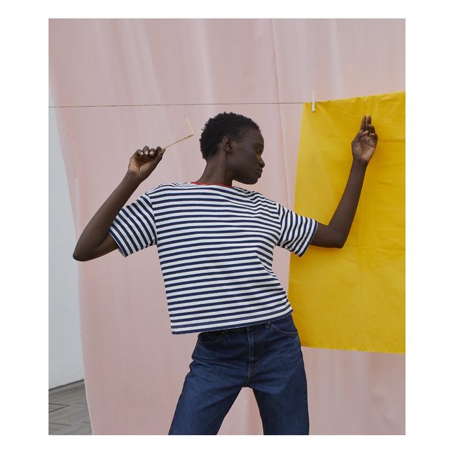 Boxy Striped T-shirt - Women’s Collection - Blu marino
