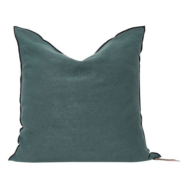 Coussin Vice versa black line en lin lavé stone washed | Encre
