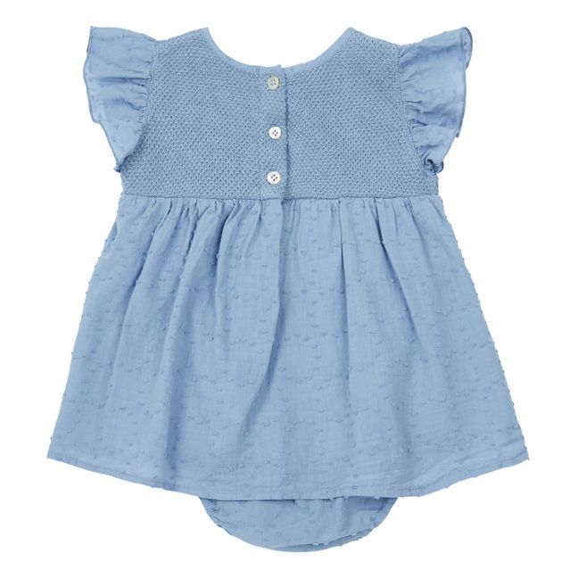 Dual-Material Baby Bodysuit Dress Blue