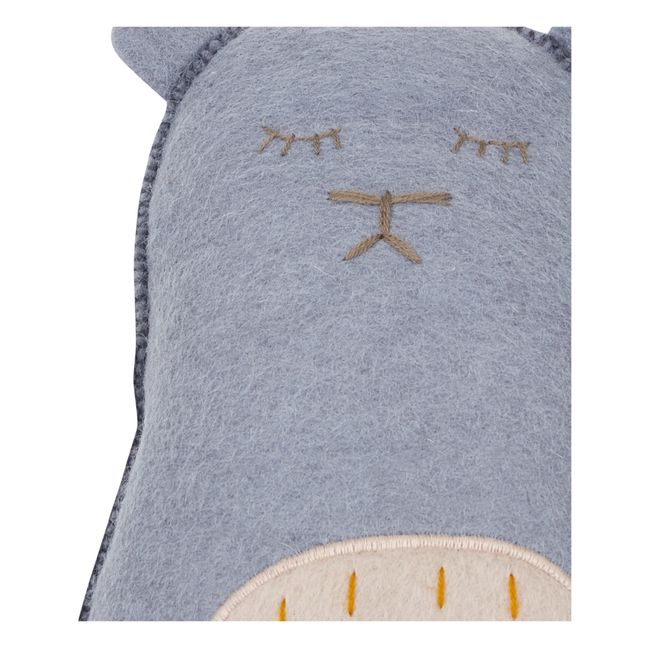 Pasu Grizzly Bear Felt Cushion | Light Blue