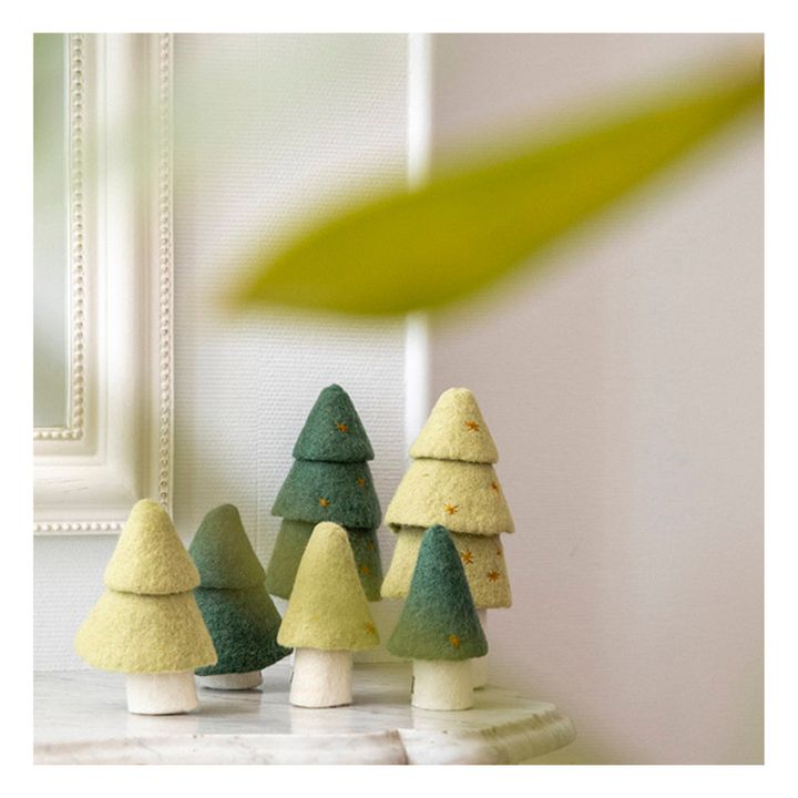 Dekorativer Weihnachtsbaum aus Filz - 3er-Set | Grün- Produktbild Nr. 1