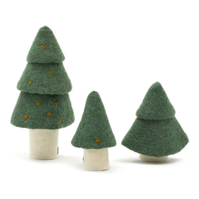 Sapin décoratif en feutre - Set de 3 | Vert foncé