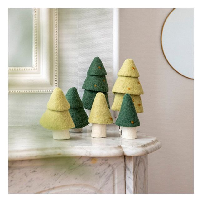 Sapin décoratif en feutre - Set de 3 | Vert foncé