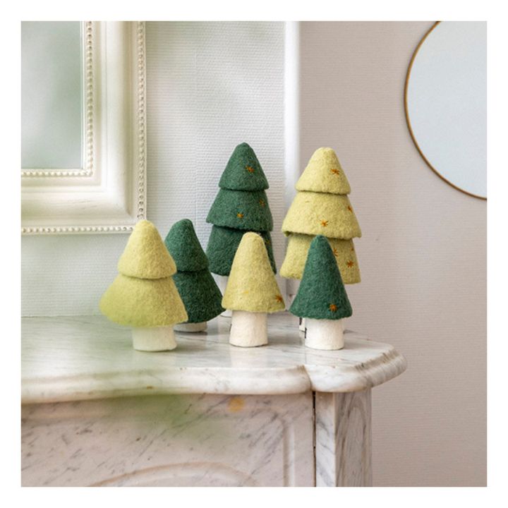 Dekorativer Weihnachtsbaum aus Filz - 3er-Set | Dunkelgrün- Produktbild Nr. 1