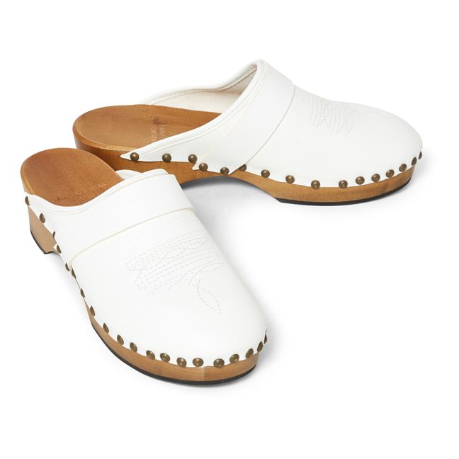 Zuecos Ines de cuero | Blanco
