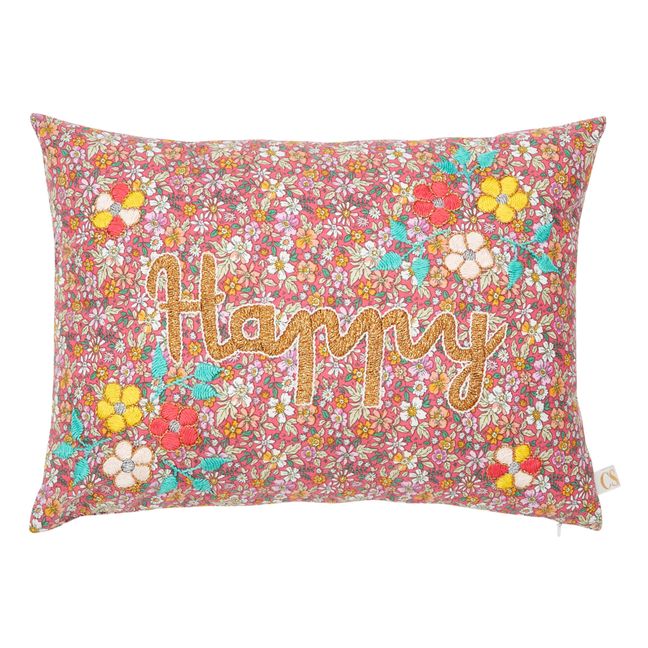 Happy Embroidered Cushion - CSAO x Smallable | Pink