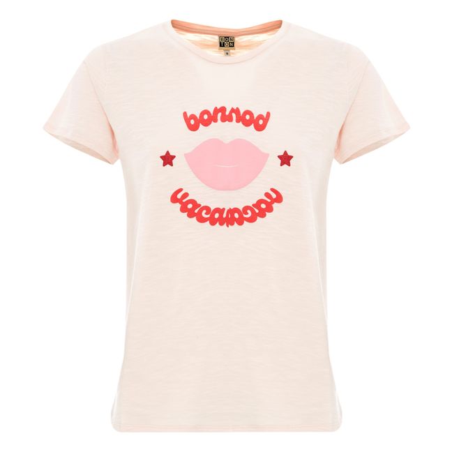 T-Shirt Bio-Baumwolle Ferien - Damenkollektion - Blassrosa