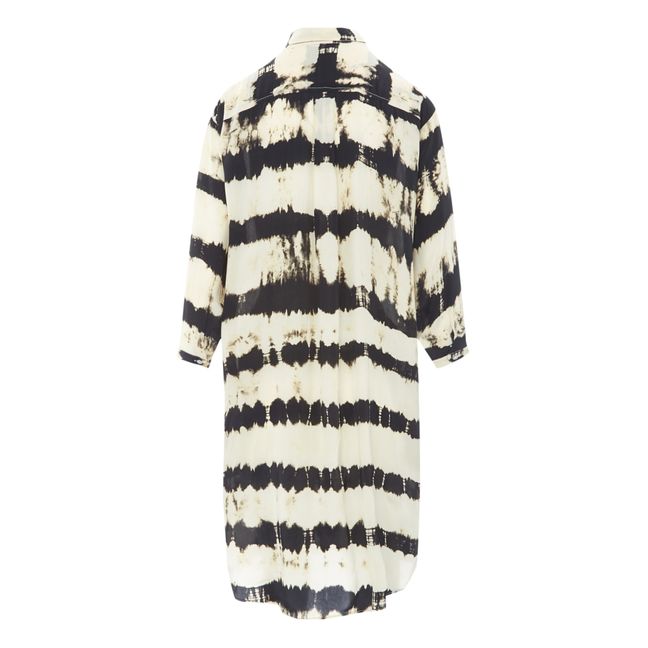 Florence Modal Silk Horizontal Lines Shirt Dress Crudo
