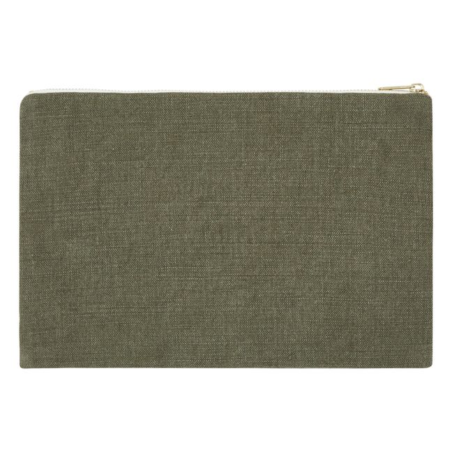 Bolso de mano de lino | Verde Kaki